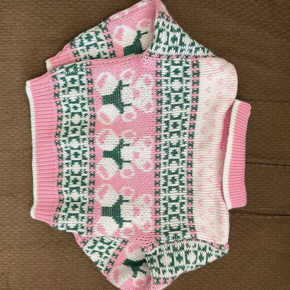Vintage Pink Kids Sweater | Retro Knit Pullover | Cozy Winter Toddler Top - Picture 3 of 4